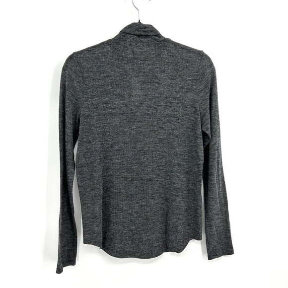 NWT DAVID LERNER Sample Gray Lightweight Skinny Turtleneck Long Sleeve Top Small - Picture 2 of 4